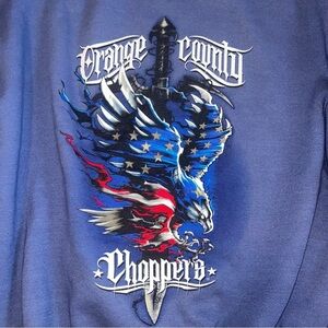 Vintage Y2K Orange County Choppers Biker Men XL Sweatshirt Navy American Flag